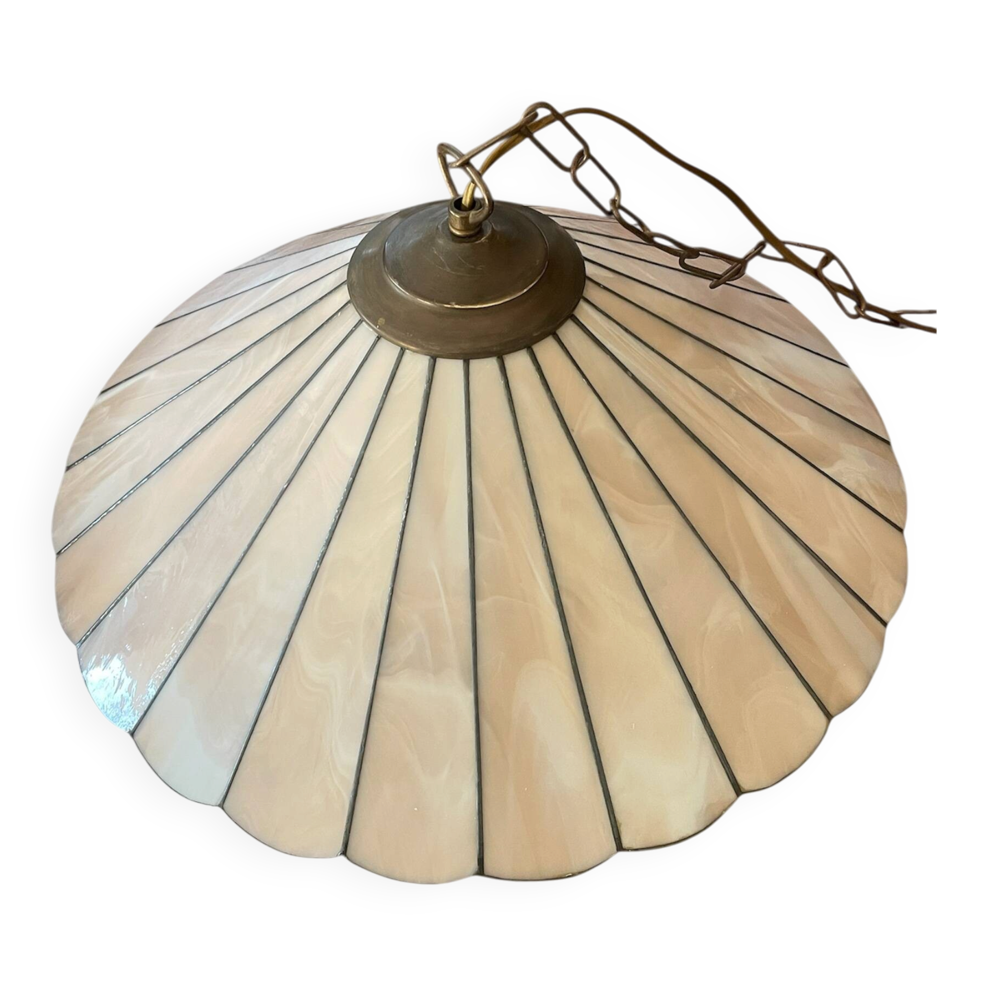 Suspension style Tiffany vintage, opal glass lampshade Ø45cm