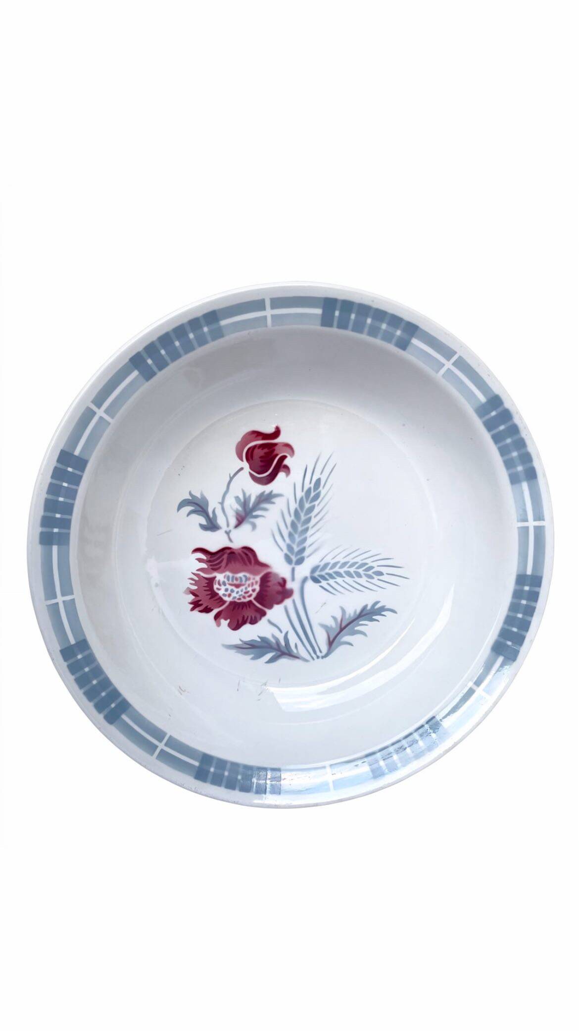 Plat creux Sarreguemines modèle Carole, décor floral et épi de blé