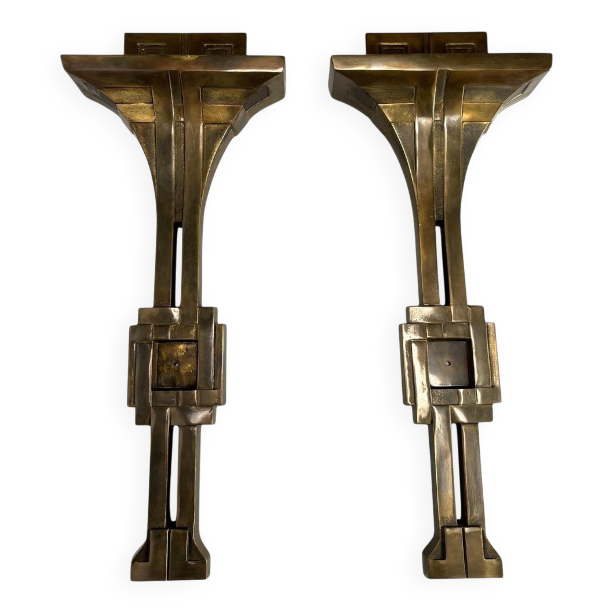 Italian Deco Style Wall Lamps in Bronze attributed to Banci, 1970s, Set of 2