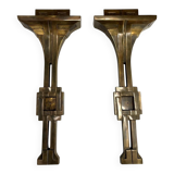 Italian Deco Style Wall Lamps in Bronze attributed to Banci, 1970s, Set of 2