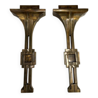 Italian Deco Style Wall Lamps in Bronze attributed to Banci, 1970s, Set of 2