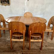 Large Scandinavian pine table - 6 chairs