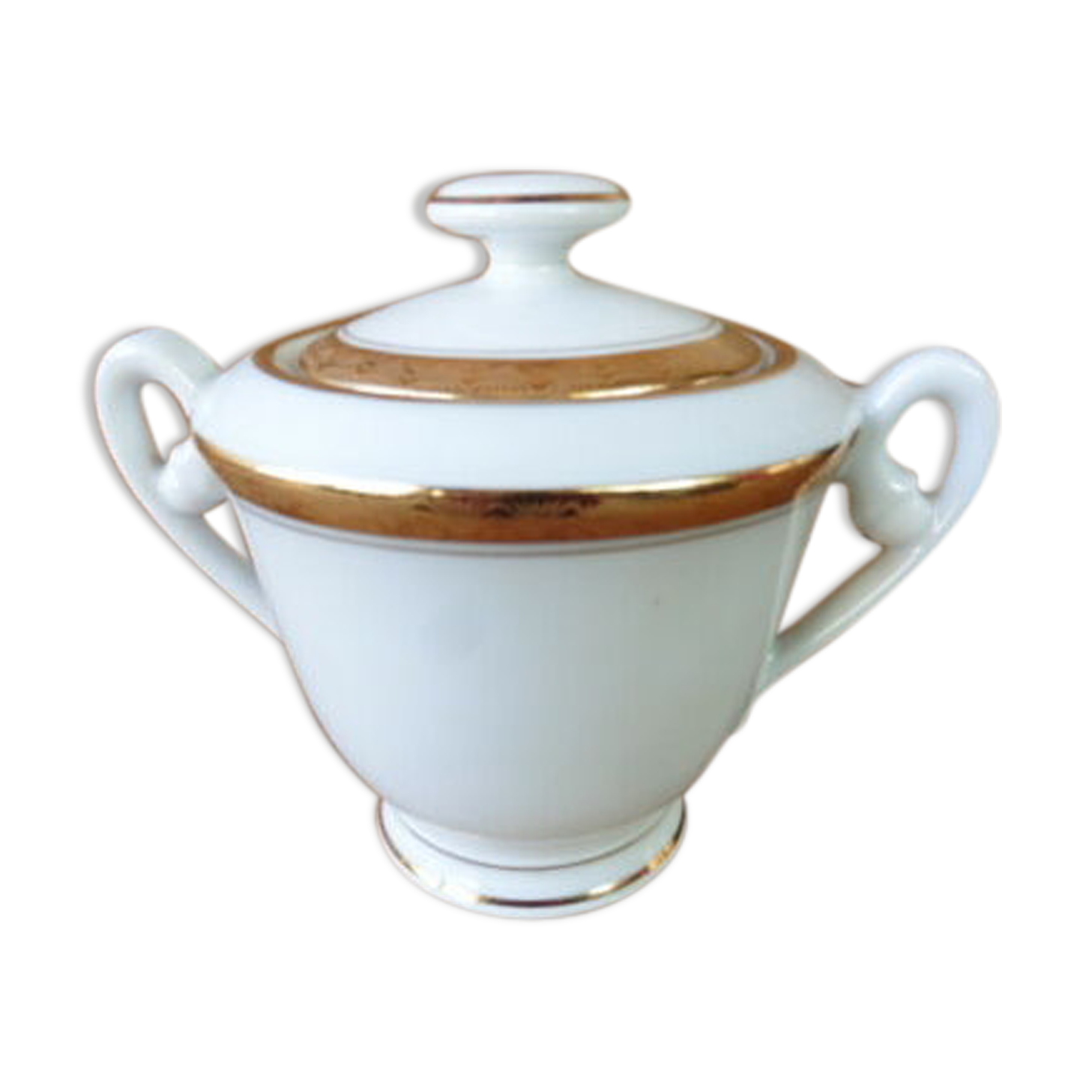 Limoges porcelain sugar signed A.Blin vintage Vierzon decoration