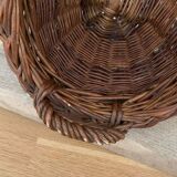 Vintage brown wicker baguette basket - long and rectangular