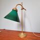 Art Deco desk lamp in brass and conical green opaline, 1920s-30s