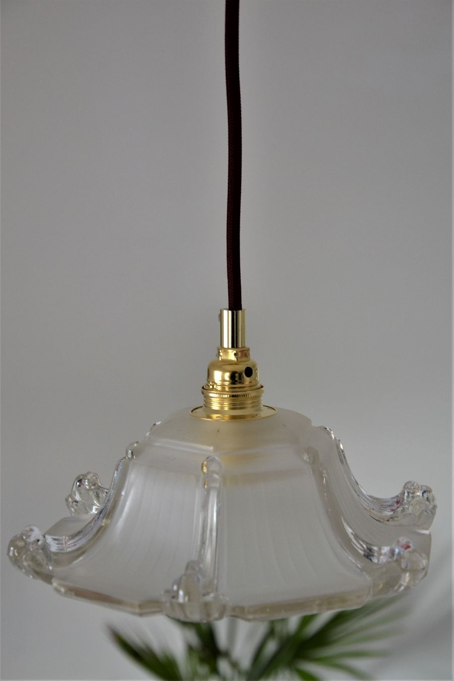 Two art deco glass hanging shape pagoda