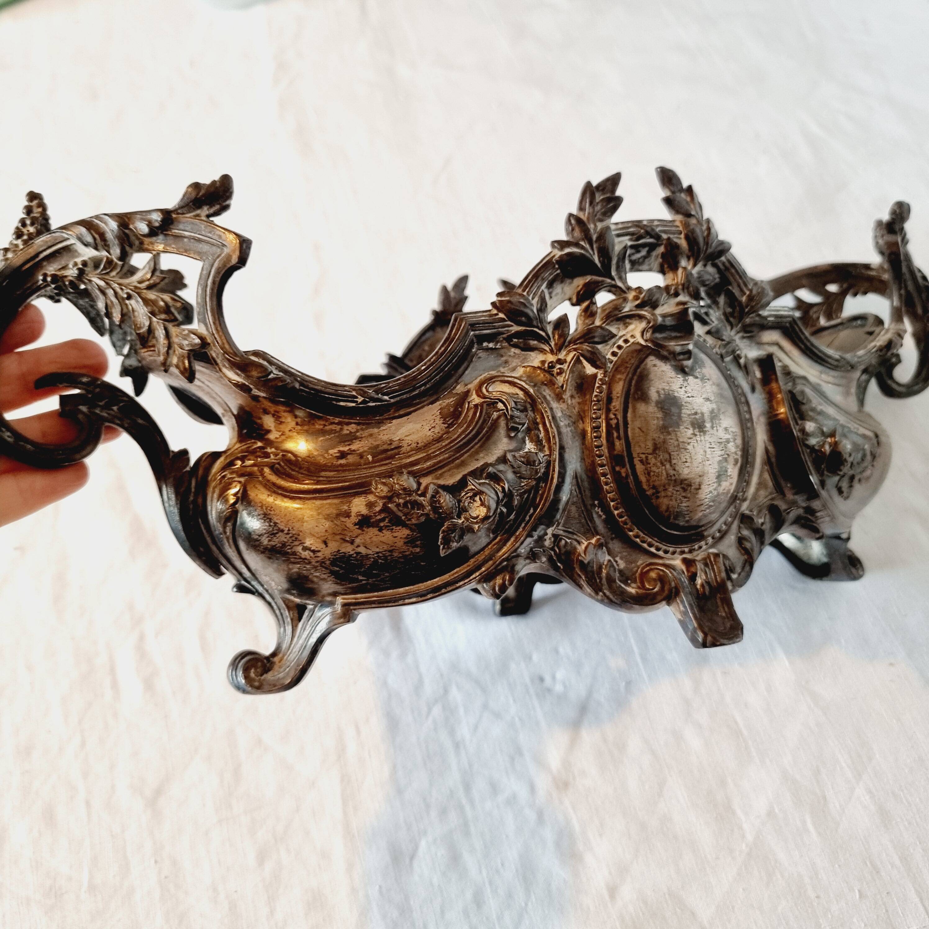 Late 19th century plated bronze planter, Louis XV style rocaille decoration