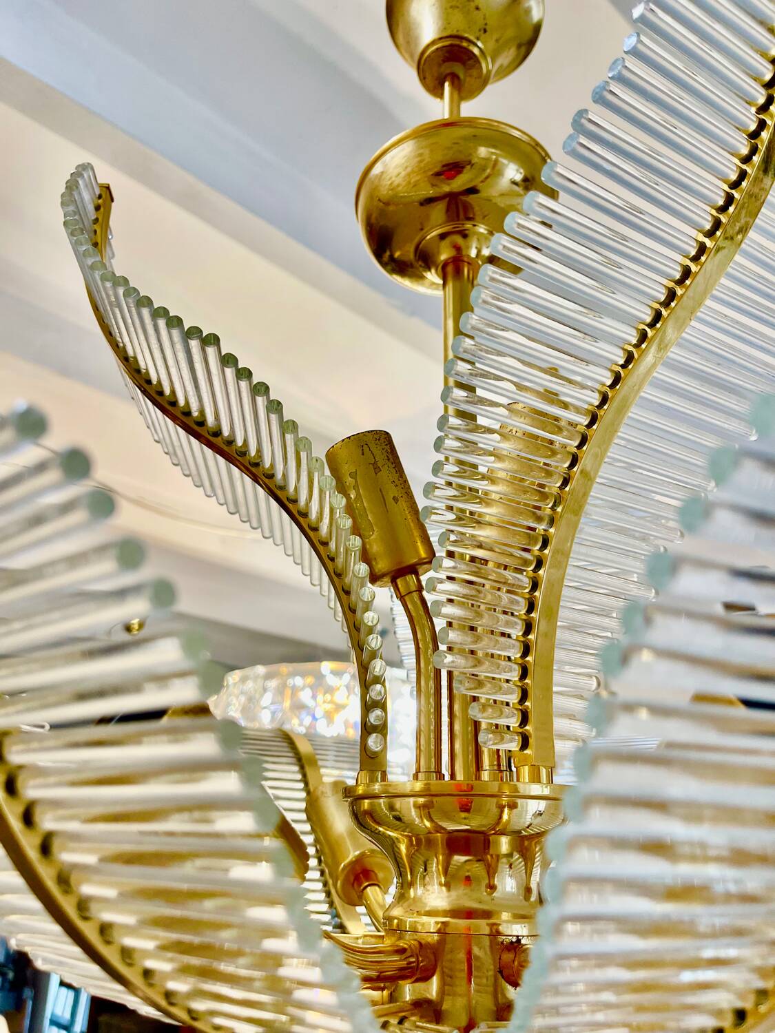 Lustre Venini Palm verre Murano , Italie 1970s
