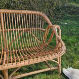 Vintage rattan bench