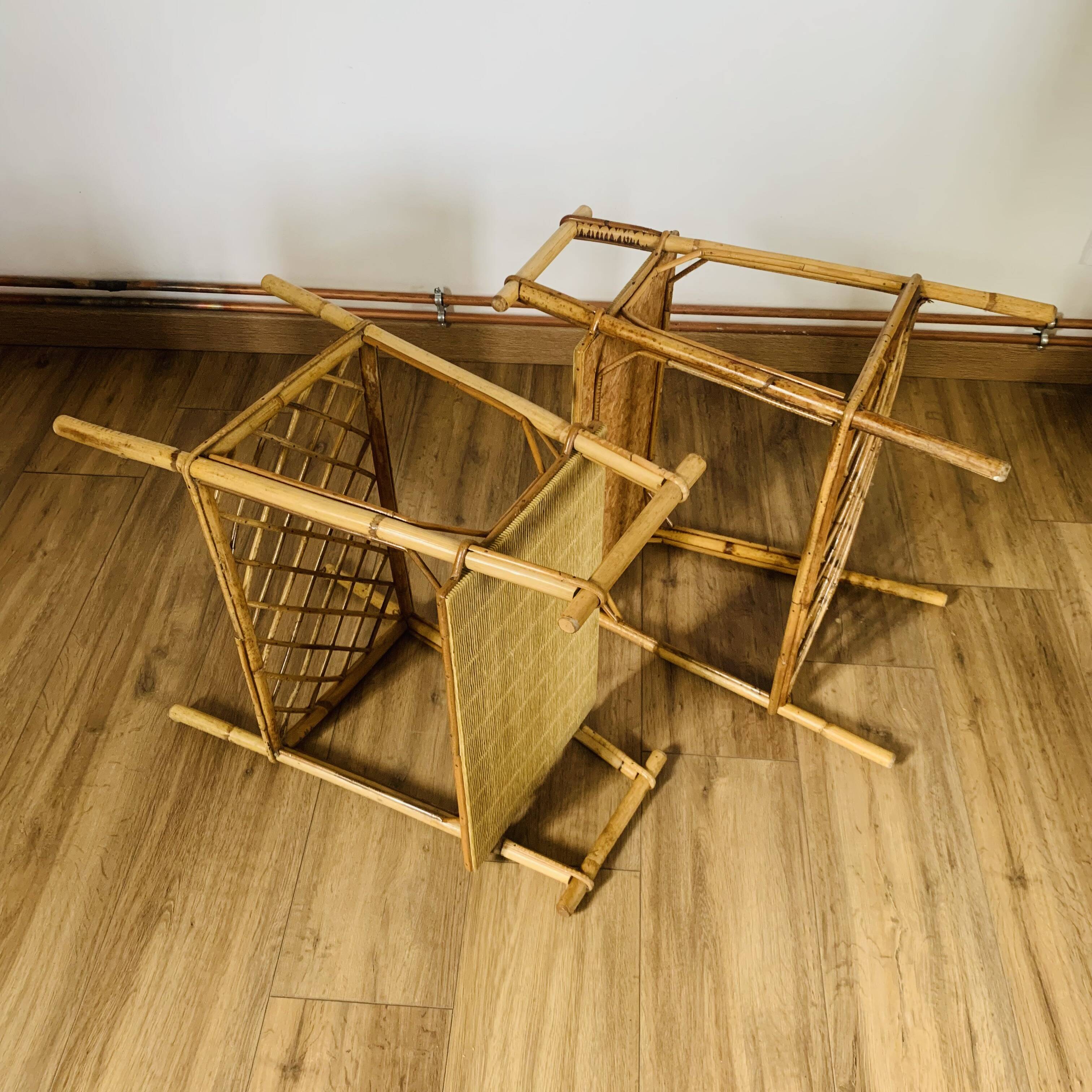 Pair of rattan bedside tables