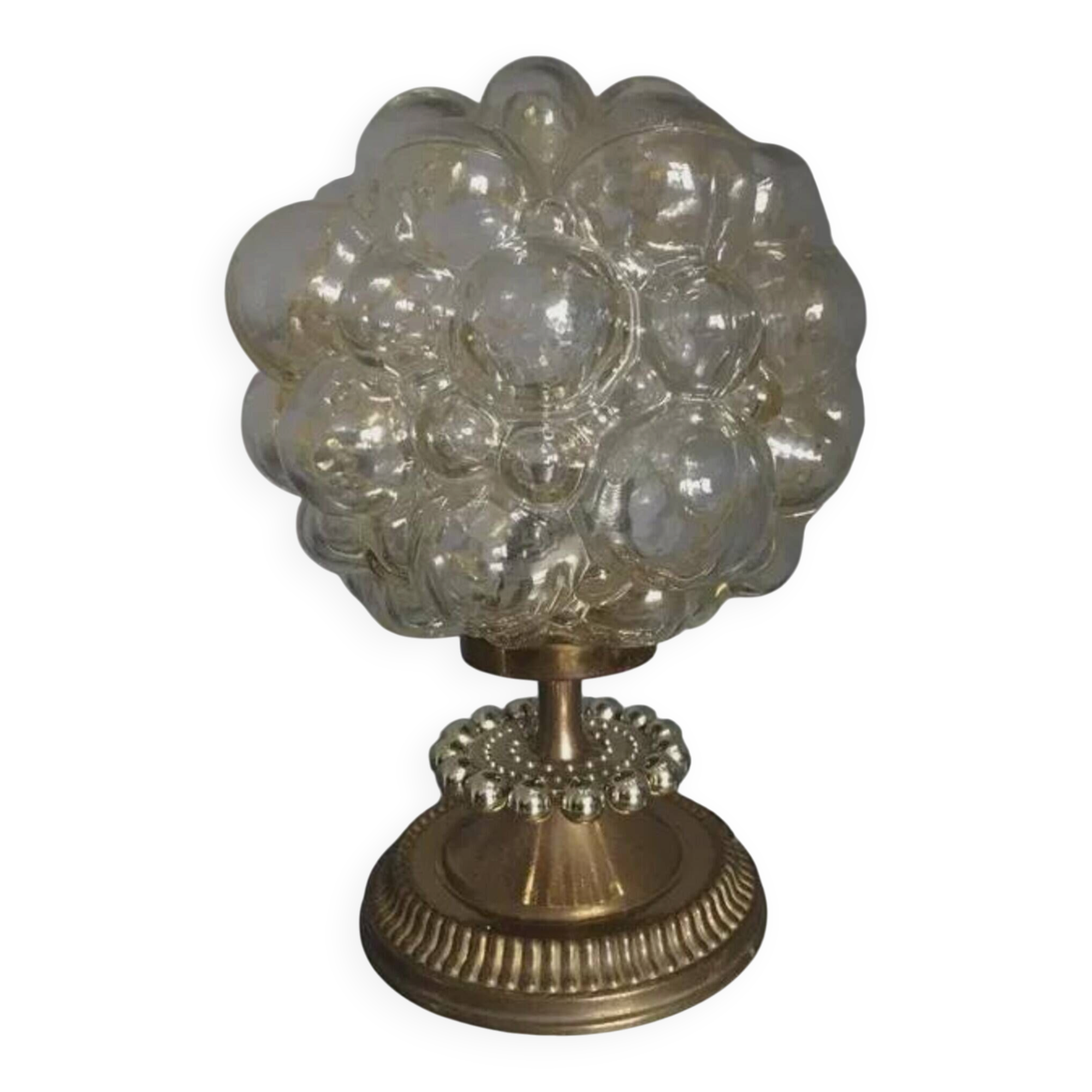 Vintage Helena Tynell Bubble Glass Lamp Brass Base Glashütte Limburg 1960