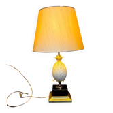 Vintage ostrich egg lamp travertine brass 1970s Maison Charles style