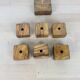 6 olive wood egg cups and their support