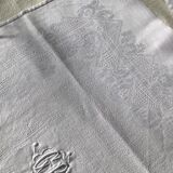 GR embroidered rectangle tablecloth with 7 matching damask towels