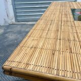 Vintage 50s rattan and bamboo dining table Audoux Minet La Roue Vallauris