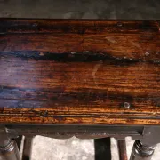 17th-century English oak joint stool with turned legs