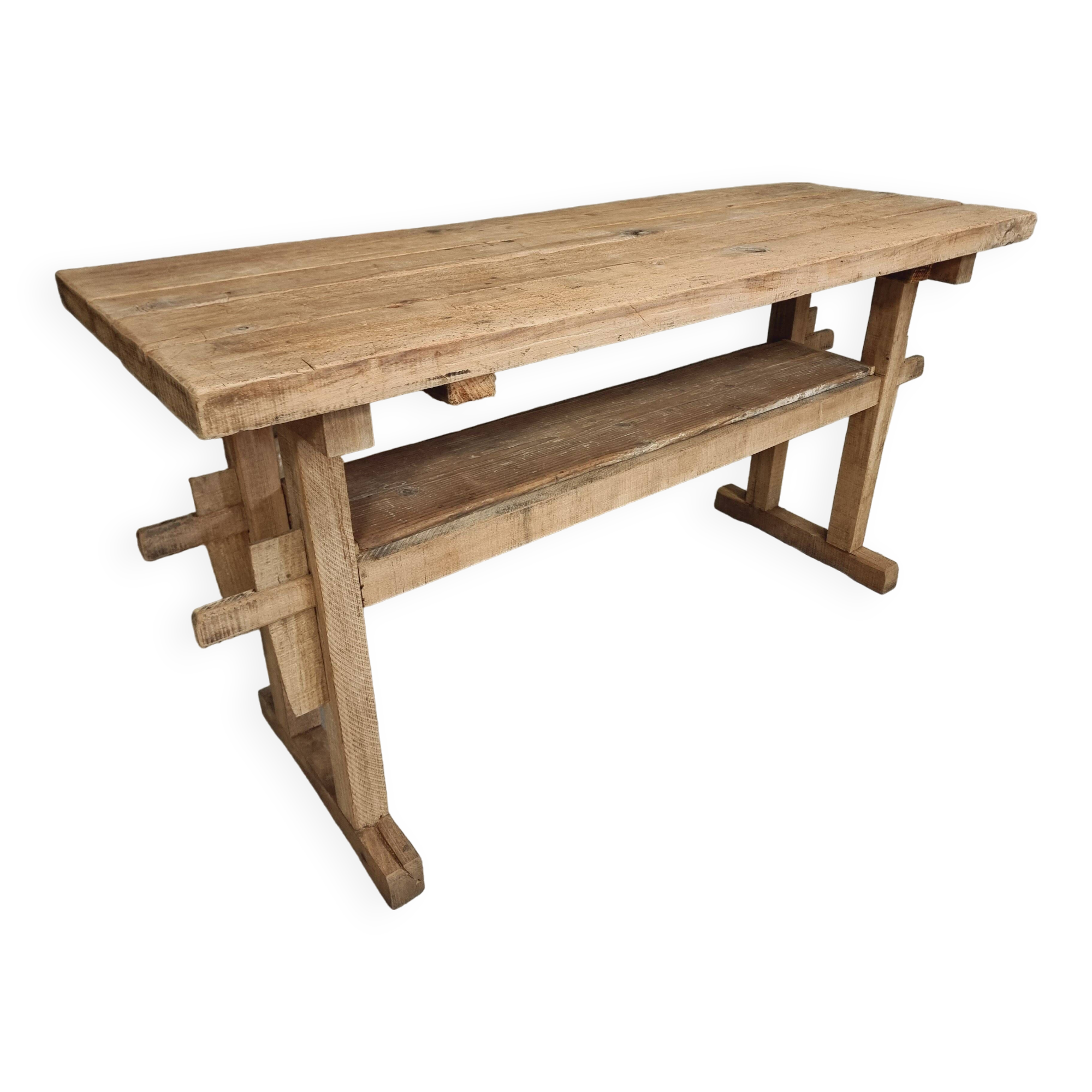 Old workbench side table bathroom furniture oak/beech 60x160cm