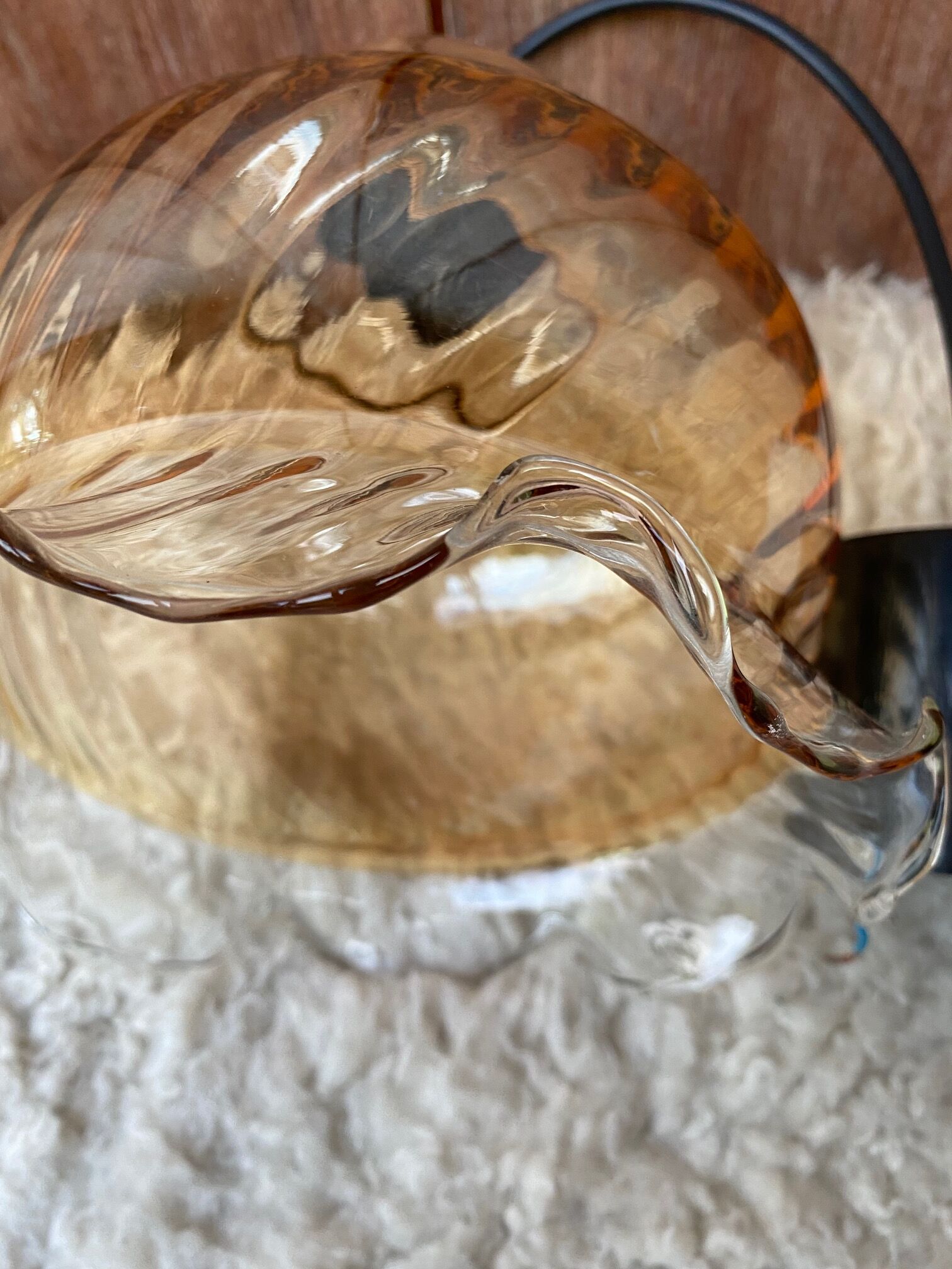 Tulip suspension in vintage amber glass