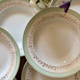 Set of 12 white, mint and gold soup plates, Mosèle de Luné model