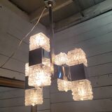 Chrome and glass pendant chandelier by Sciolari, Italy, 1960s