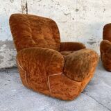 Pair of vintage velvet armchairs 1970 Italy