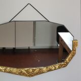 Golden Art Deco beveled mirror 65x38cm