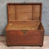 Naval officer's chest in solid mahogany-stained wood