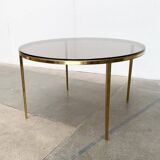 Mid-century Hollywood Regency style coffee table in brass and glass, made in Germany by Vereinigte Werkstätten, 1960s.
