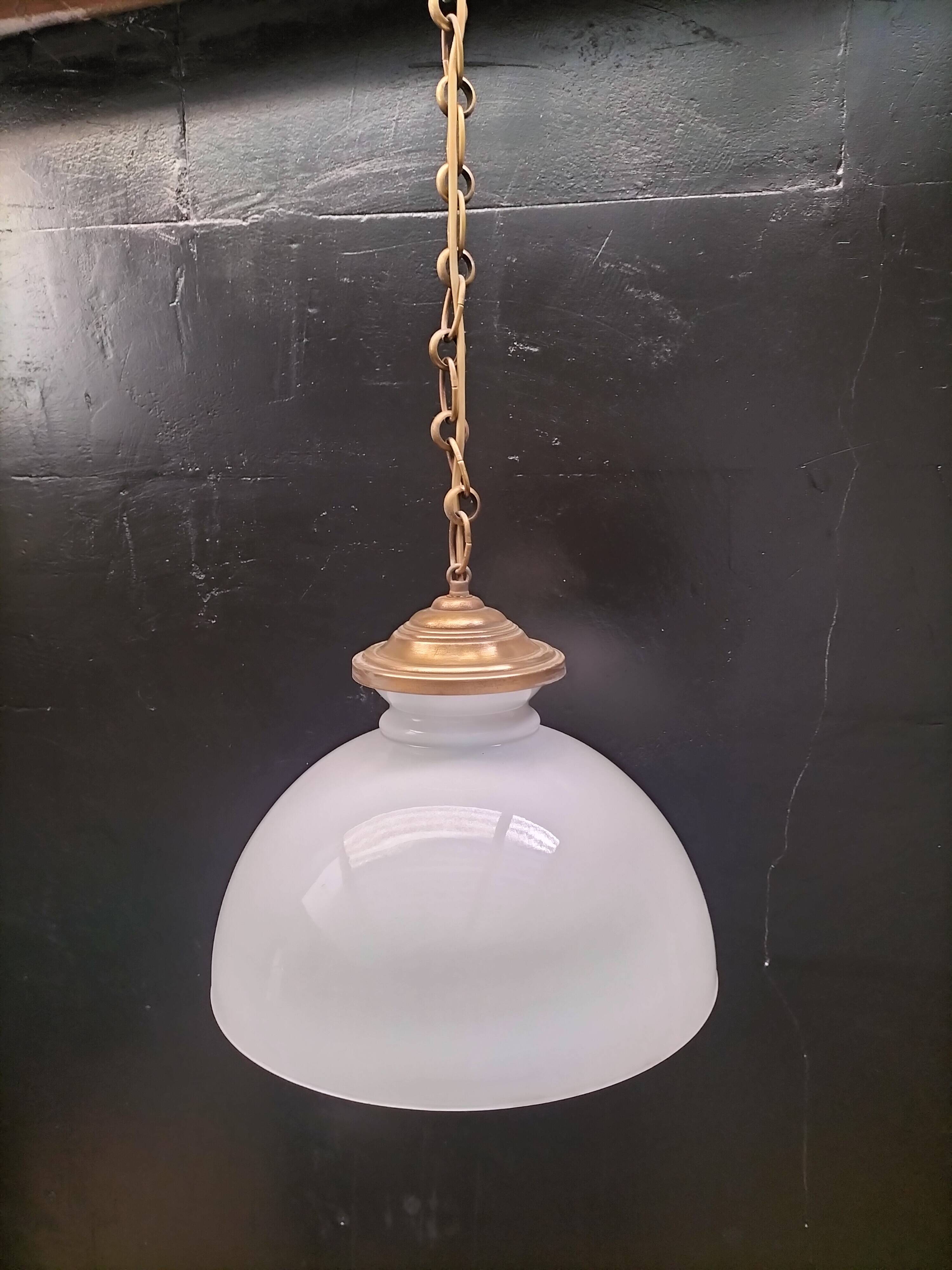 Large opaline pendant light
