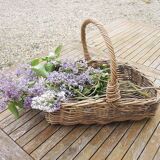 Old Rectangular Light Wicker Basket