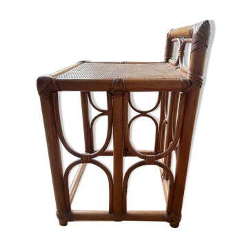 Table d'appoint vintage en rotin