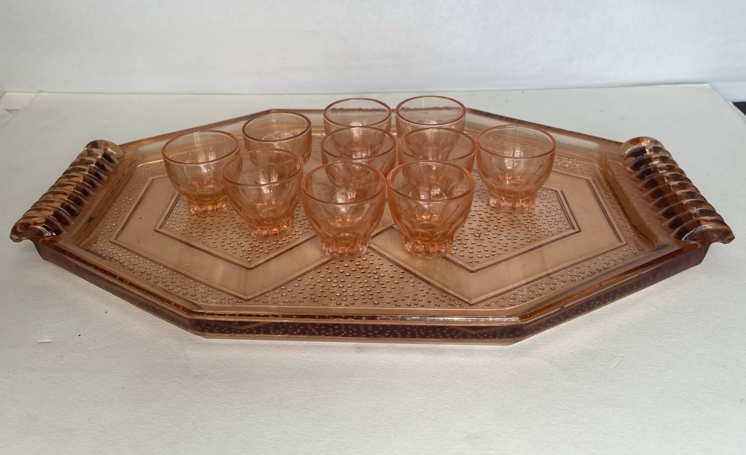 Liqueur service Tray + 10 glasses