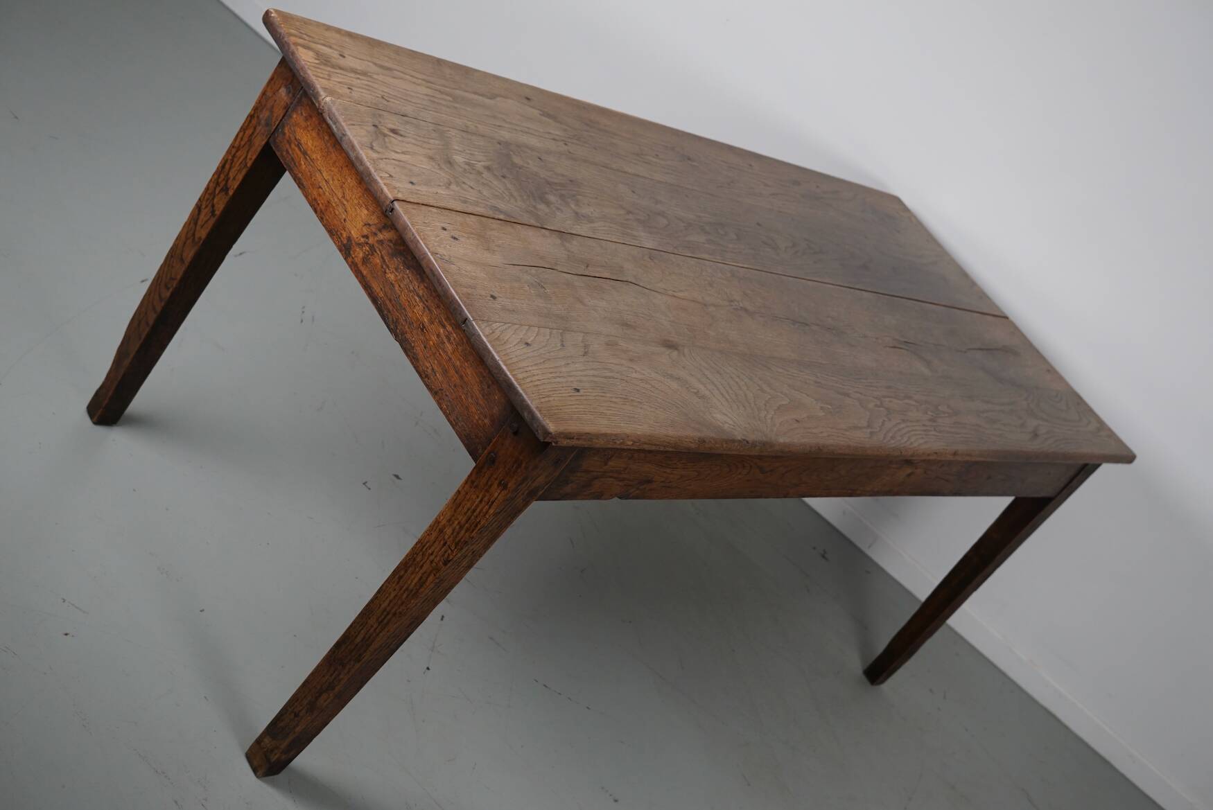 Antique Oak 19th Century French Rustic Farmhouse Dining Table