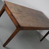 Table de salle à manger de ferme rustique française du 19ème siècle en chêne antique