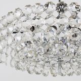 Grand lustre en laiton nickelé Bakalowits avec cristaux en diamant, Autriche, 1950