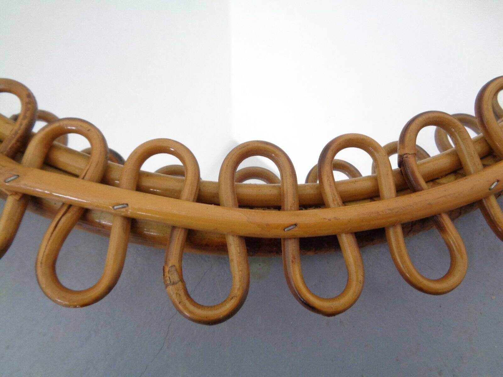 Small filigree Italian bamboo mirror, 1950s