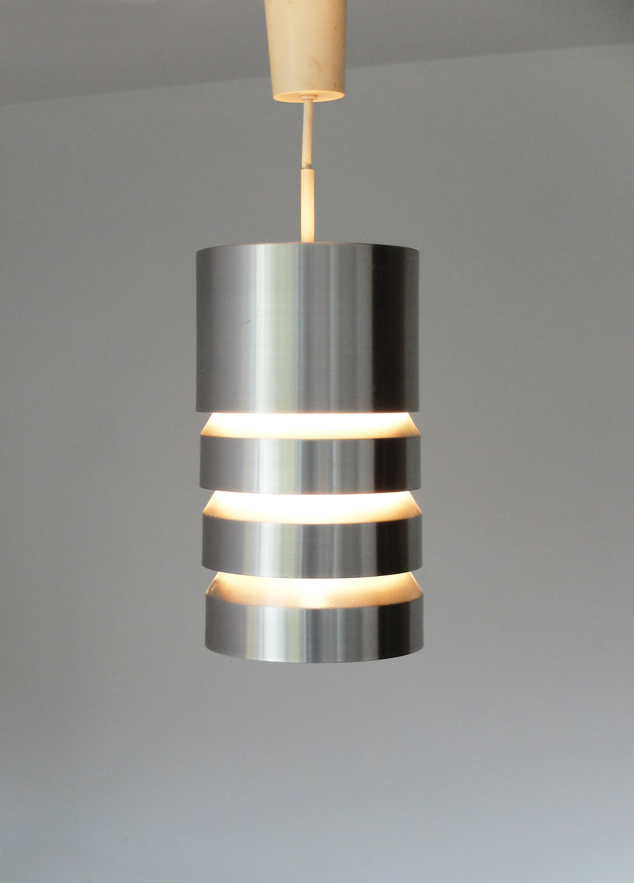 Brushed Aluminum hanging lamp, Germany, 1960s