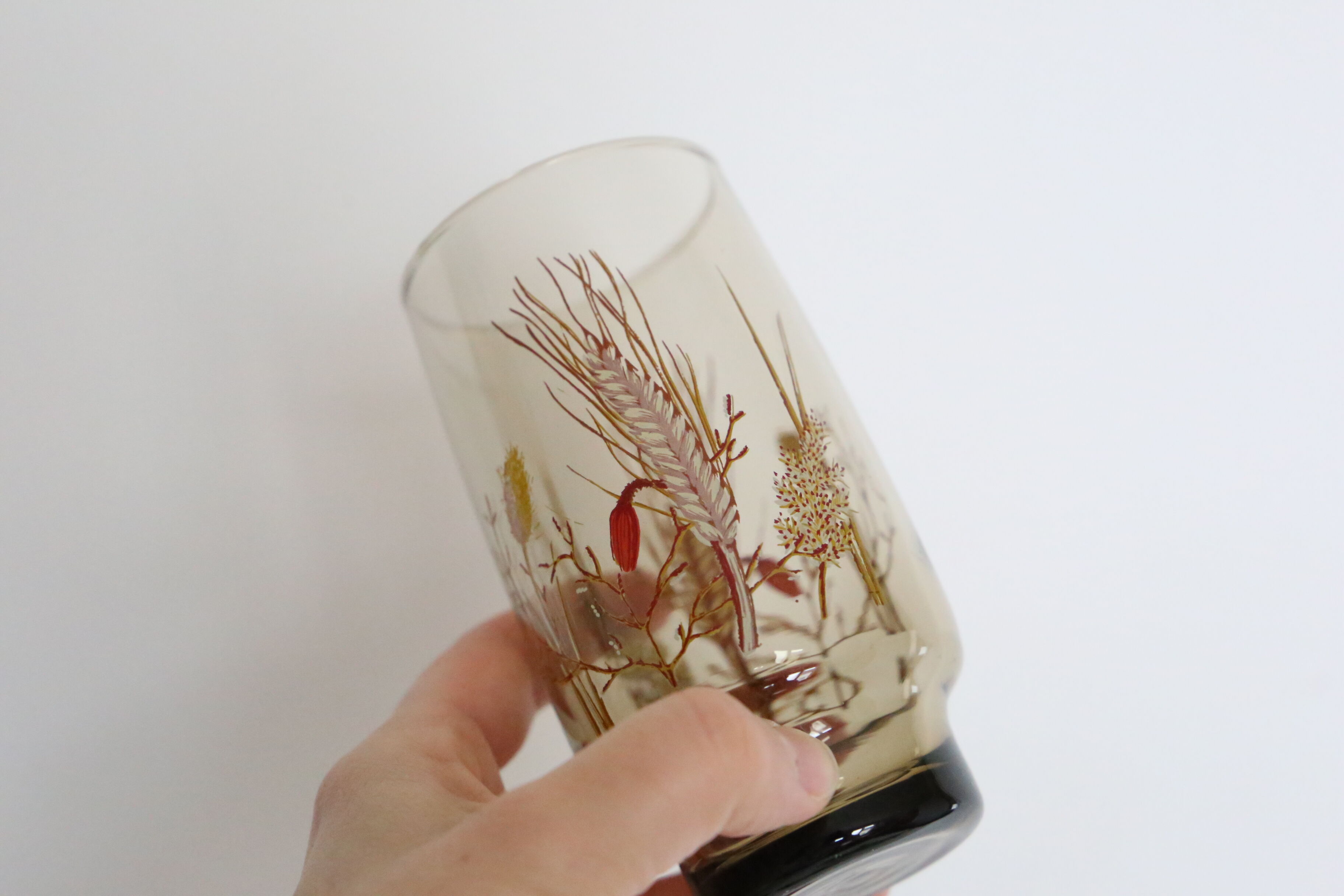 Set of 6 vintage smoked glasses