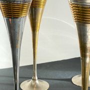 6 Flutes Champagne Laiton Argenté Vintage