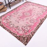 5x8 Pink Brown Vintage Area Rug 175x253Cm