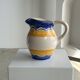 Large blue and yellow hand painted carafe H:20cm