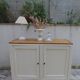 Vintage beige sideboard with oak top.