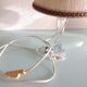 Bedside lamp with glass base and beige fabric lampshade / vintage 60s-70s