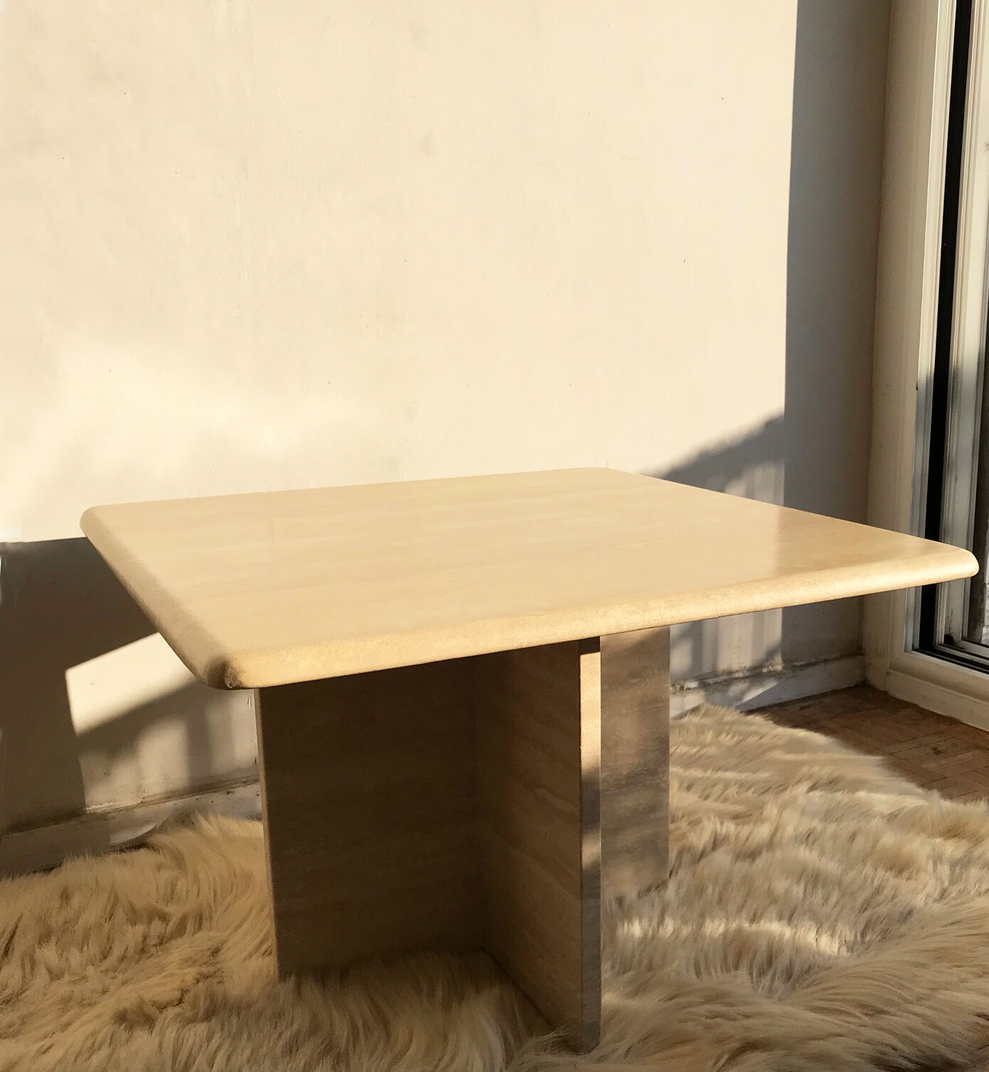 Square travertine coffee table - 60 x 60 cm