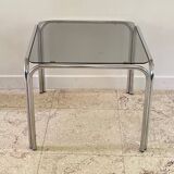 1970s coffee table glass and chrome steel