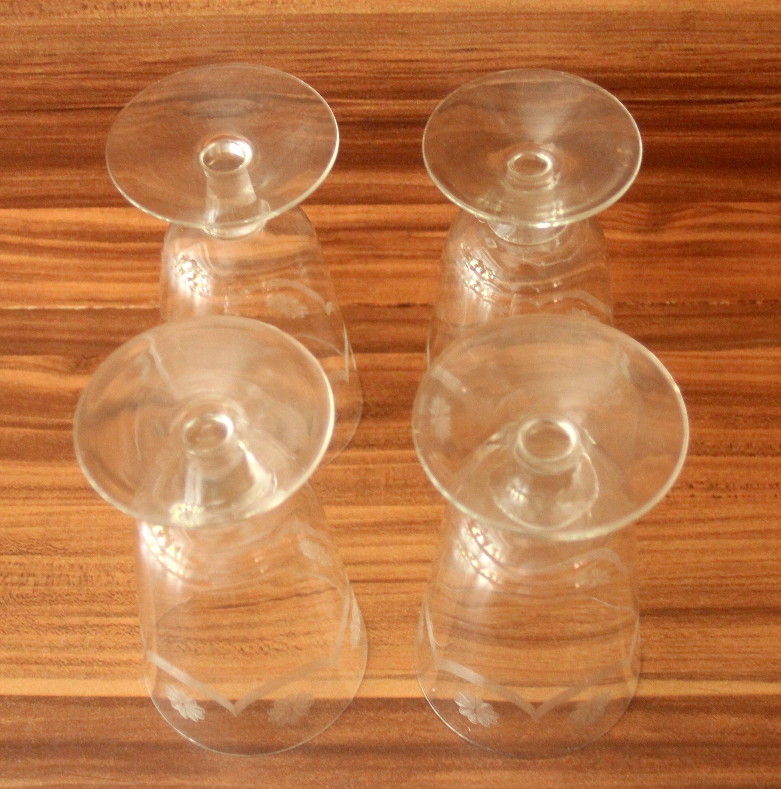 4 Antique engraved goblets - wine glasses