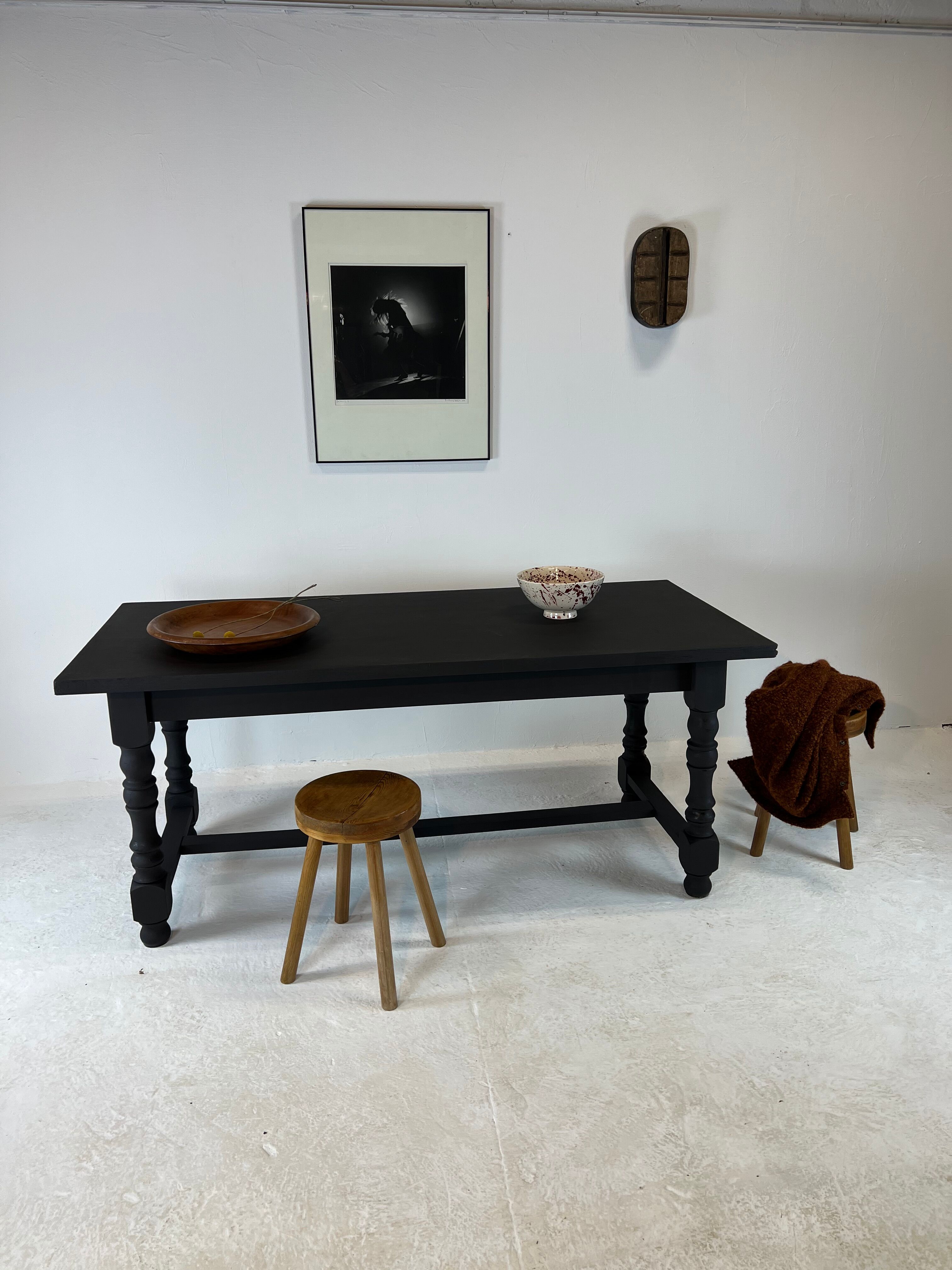 Matte black farmhouse table