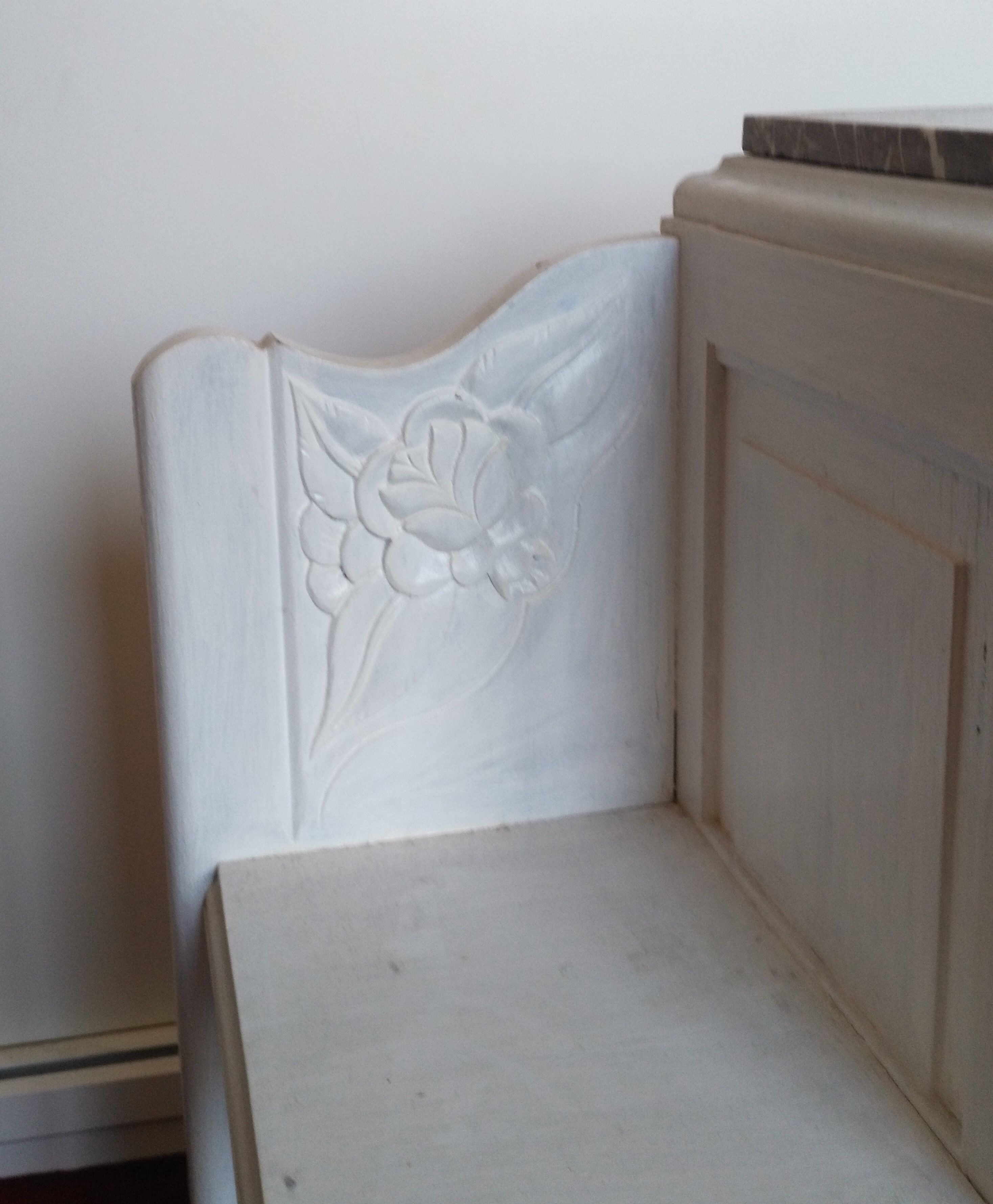 Art Deco bedside table top red marble