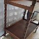 Dessert, table with wheels, side table in solid wood stained brown color France 1960