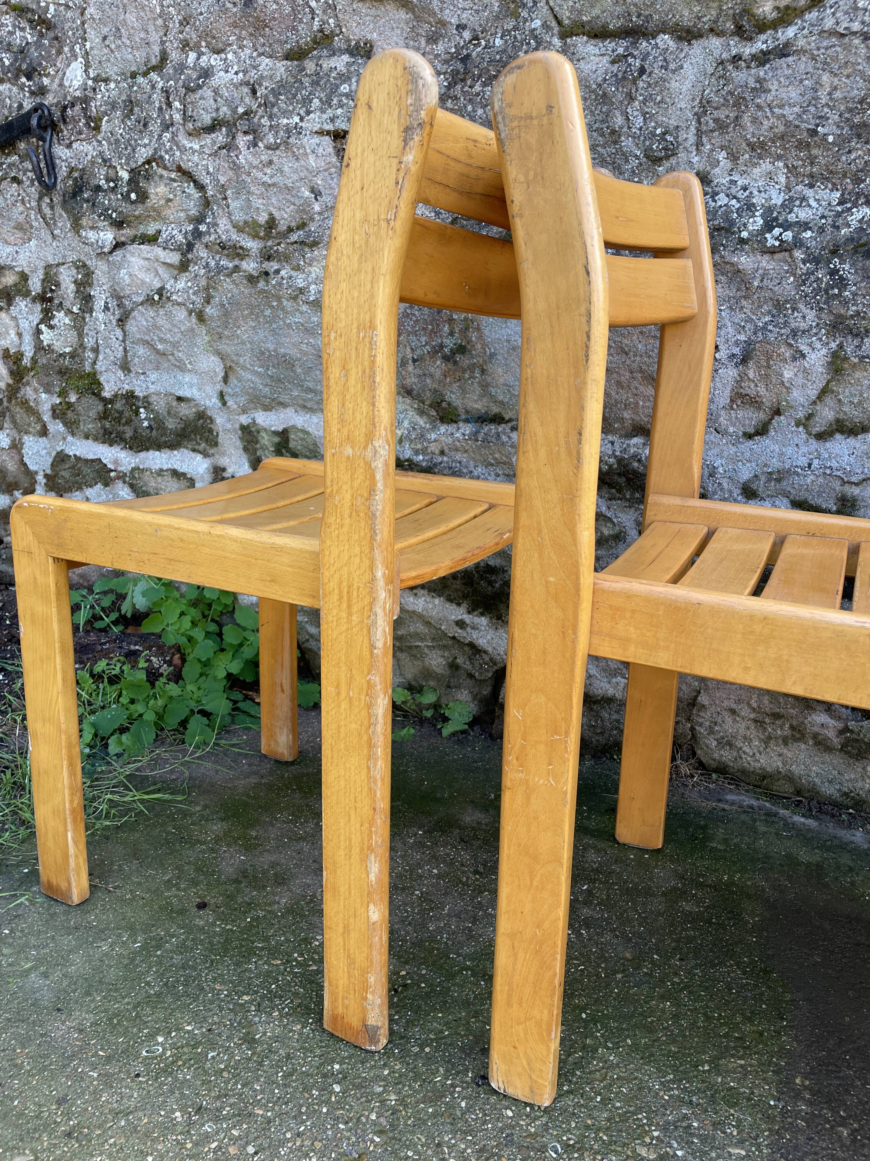 Suite of 8 solid beech chairs